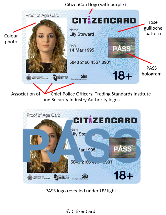 Features of CitizenCard for cardholders aged over 18