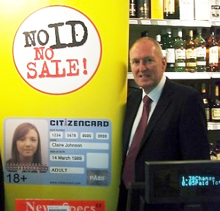 Paul Goggins MP and 'No ID, No Sale!' message