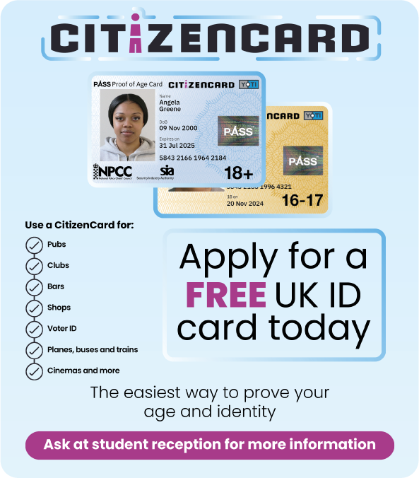 CitizenCard free ID cards poster for schools in UK