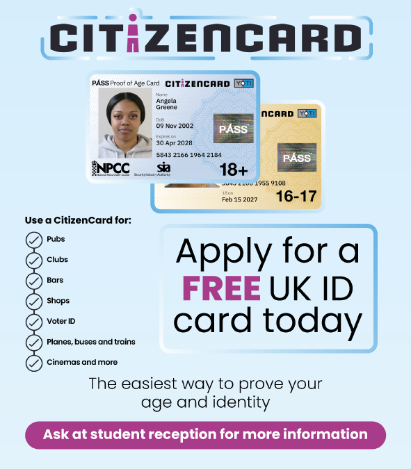 CitizenCard free ID cards poster for schools in UK