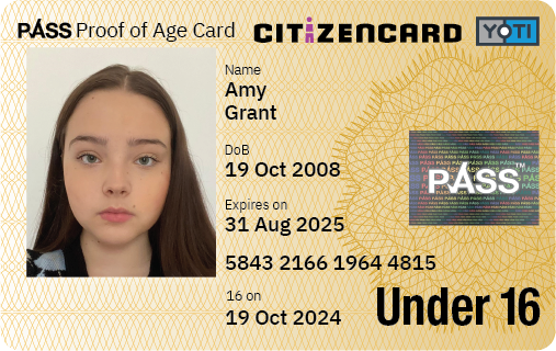 Yoti CitizenCard, a UK ID card, for applicants aged under 16