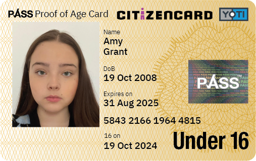 Yoti CitizenCard, a UK ID card, for applicants aged under 16